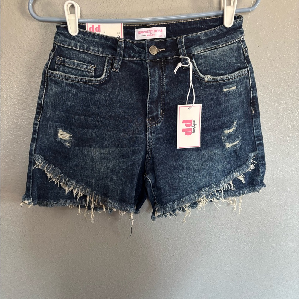 Distressed Dark Wash Women's Jean Shorts by dd